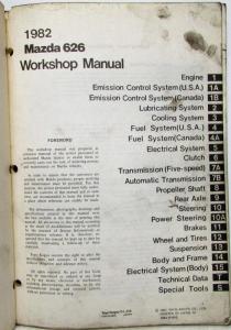 1982 Mazda 626 Service Shop Repair Manual