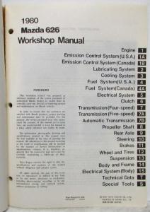 1980 Mazda 626 Service Shop Repair Manual