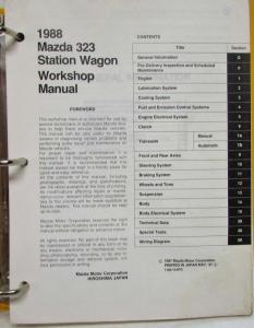 1988 Mazda 323 Station Wagon Service Shop Repair Manual