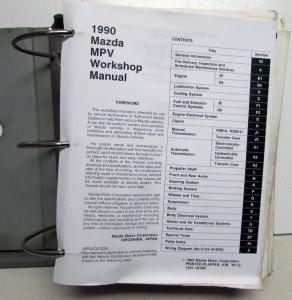 1990 Mazda MPV Service Shop Repair Manual in Binder