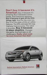 2008 Saturn AURA XE I 4 & XE V6 & XR & Green Line Sport Sedan Sales Brochure