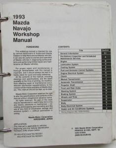 1993 Mazda Navajo SUV Service Shop Manual