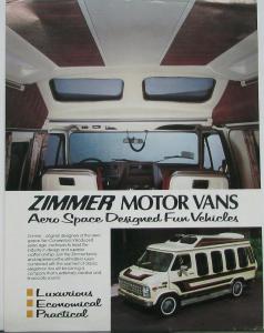 1982 ? Zimmer Motor Van Conversion of Chevy Van Sales Data Sheet Original