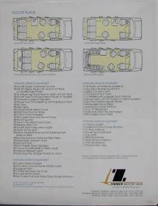 1982 ? Zimmer Motor Van Conversion of Chevy Van Sales Data Sheet Original