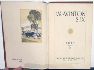 1915 Winton Six Model 21 Sales Brochure Catalog Hardbound Original