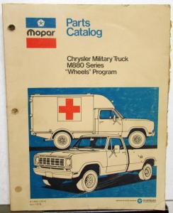 1975-1978 Chrysler Dodge Military Truck M880 Series Parts Book Pickup Ambulance