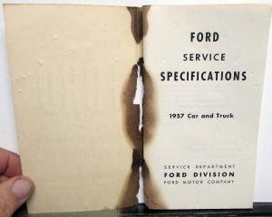 1957 Ford Service Specifications Passenger Car Thunderbird F Series Trucks