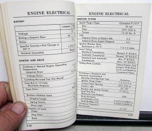 1961 Lincoln Comet Mercury Continental Service Specifications Handbook