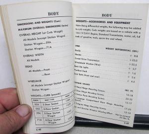 1961 Lincoln Comet Mercury Continental Service Specifications Handbook