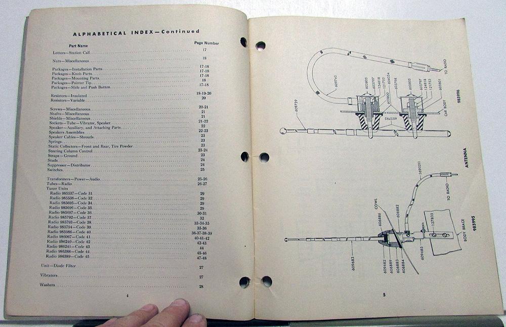 1940-1950 Chevrolet Dealer Radio Parts Catalog Book & Price Schedule GM