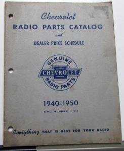 1940-1950 Chevrolet Dealer Radio Parts Catalog Book & Price Schedule GM P&A 5B