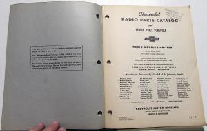 1940-1950 Chevrolet Dealer Radio Parts Catalog Book & Price Schedule GM P&A 5B