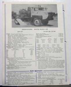 Early 1960s Walter Motor Truck Dealer Data Sheet Snow Fighters Model AEB Plow