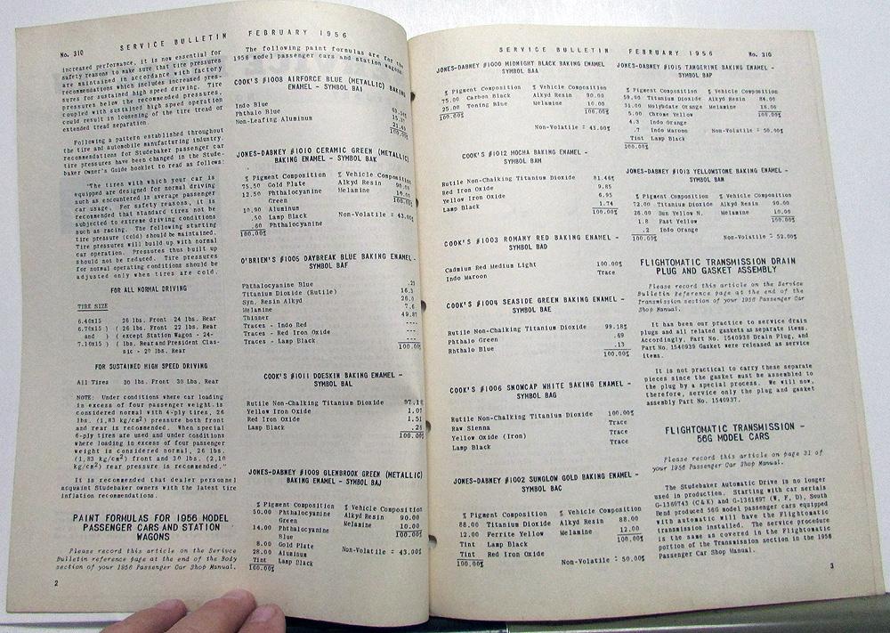 1956 Studebaker Dealer Service Technical Bulletins Letters Set Updates ...