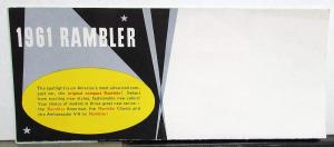 1961 AMC Rambler Solid & Two Tone Color Chart Sales Folder MAILER Original