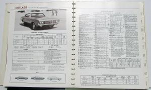 1972 Oldsmobile Dealer Fleet Fact Finder Data Book Cutlass 88 98 Toronado