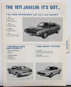 1971 AMC Javelin AMX Style Option Feature SALESMEN Dealer Item Data File Folder