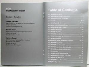 2011 BMW Full Line Media Press Kit with Slide-Out SD Card