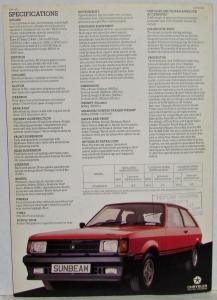 1979 Chrysler Sunbeam ti Sales Folder - UK Market