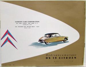 1958 Citroen Hydropneumatique DS 19 Sales Brochure