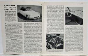 1960 Citroen DS 19 Reprint of Motor Sport Road Test Report