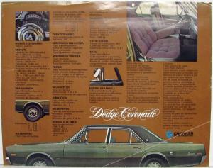 1969-1970 Dodge Coronado Spec Sheet - Spanish Text