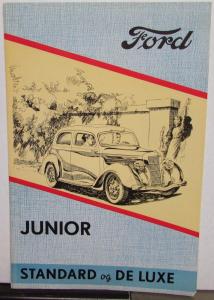 1937 Ford Junior Standard Specifications DANISH TEXT Sales Poster Original