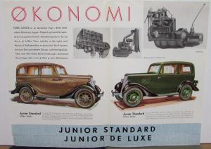 1937 Ford Junior Standard Specifications DANISH TEXT Sales Poster Original