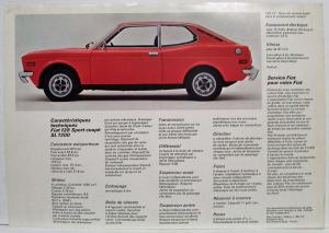 1975 Fiat 128 Sport Coupe Spec Sheet