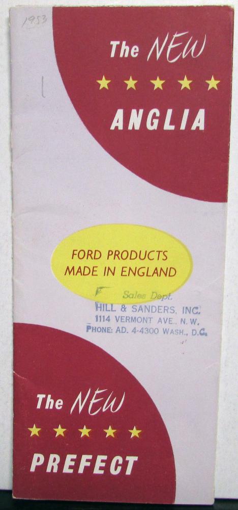 1954 Ford Angelia Prefect English Sales Brochure Poster Original