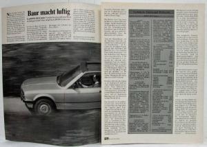 1984 BMW 3 Cabrio Auto Motor und Sport December 1983 Reprint Road Test Article