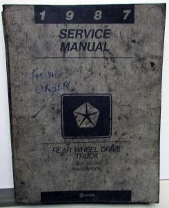 1987 Dodge Truck Dealer Service Shop Manual D & W 150 250 350 Ramcharger Pickup