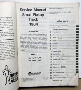 1984 Dodge Ram 50 Truck Dealer Service Shop Repair Manual Small Pickup