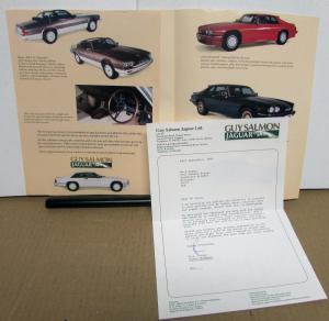 1988 Jaguar 50 Year Series Jubilee XJS Cabrolet Dealer Letter Sale Brochure Orig