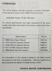 1989 Toyota Celica Electrical Wiring Diagram