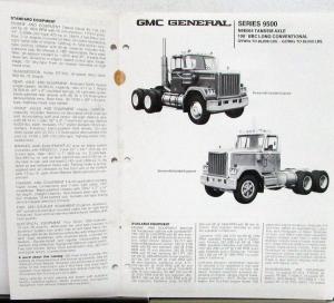 1979 GMC General Series 9500 N9E064 Truck Features Equipment Folder Original