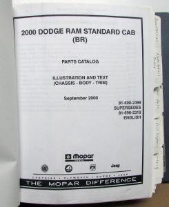 2000 Dodge Ram Truck Parts Book Standard Cab Pickup 1500-3500 Cummins Diesel