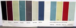 1961 1962 Volkswagen Color Guide Sales Brochure Paint Chips Original