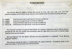 1988 GMC Light Duty Truck Fuel & Emissions Service Manual Driveability - FI Gas