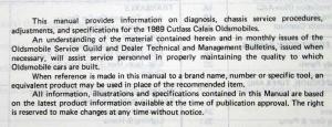 1989 Oldsmobile Cutlass Calais Service Shop Repair Manual