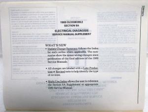 1989 Oldsmobile Service Manual Section 8A Supplement Ciera Calais Supreme 98 88