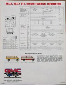 1981 GMC Rally STX Gaucho and People Vans Sales Brochure Original