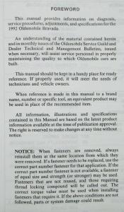 1992 Oldsmobile Bravada Service Shop Repair Manual