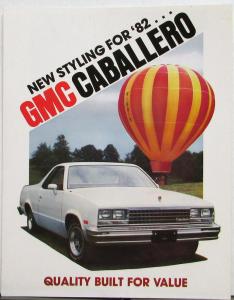 1982 GMC Caballero Truck Sales Brochure Folder Original