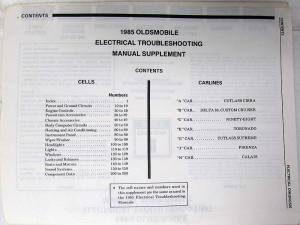 1985 Oldsmobile Electrical Troubleshooting Manual Supplement - All Series