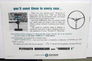 1965 Plymouth Barracuda Formula S Dealer Sales Brochure 273 Original