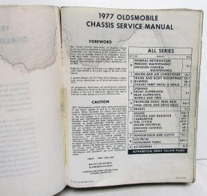 1977 Oldsmobile Service Shop Repair Manual - All Series - Cutlass Toronado 98