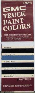 1986 GMC Truck Paint Colors FULL LINE Sales Folder Original