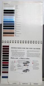 1989 Pontiac Dealer Album Paint Chips Upholstery LeMans Grand Prix Firebird