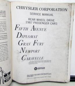 1987 Chrysler Dodge Plymouth RWD Car Service Shop Manual Fifth Avenue Diplomat